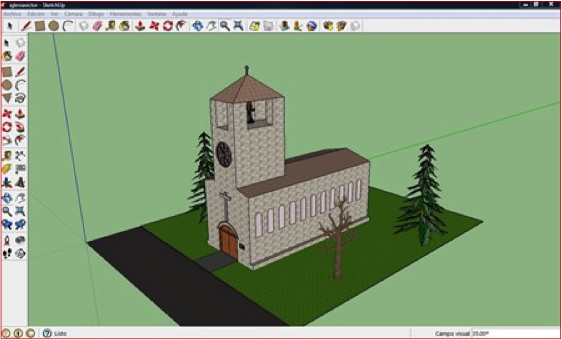 Entorno del programa Sketchup y construcción de una iglesia.